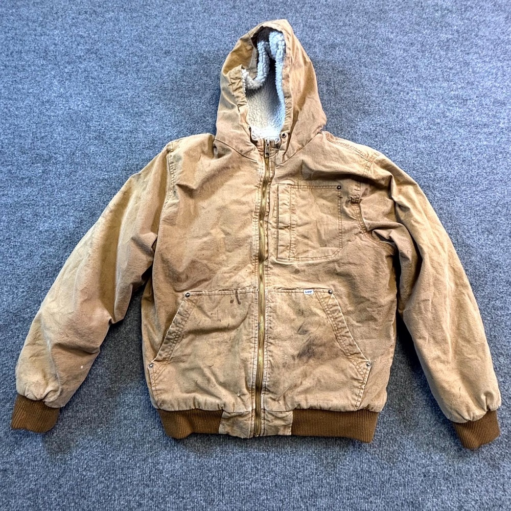 Lee Bomber Jacket Men's M Brown Cotton Sherpa-Lined Workwear Full-Zip Outdoors